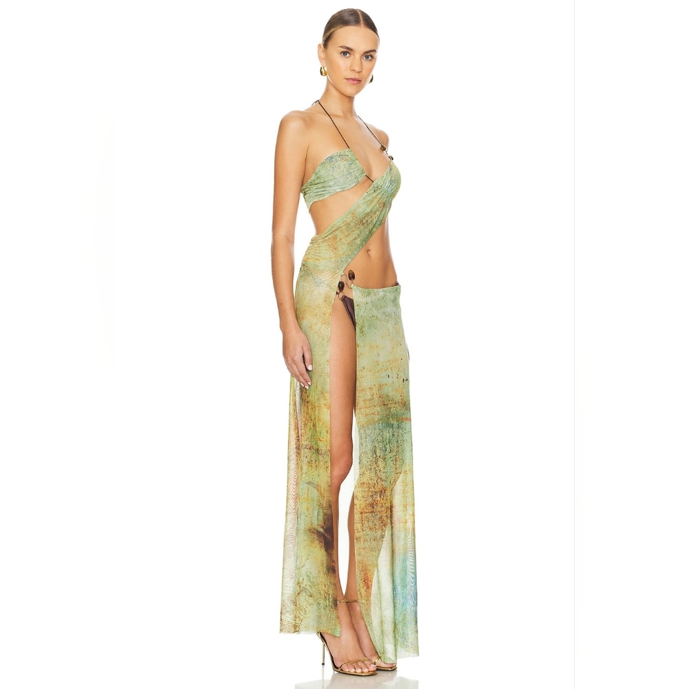 BB2. NWT JADED LONDON CANTHA ASYMMETRIC CUT OUT MAXI DRESS IN LAGOON - Picture 2 of 10